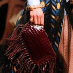 Valentino Burgundy Crocodile Fringed Clutch Bag - Runway Spring 2014