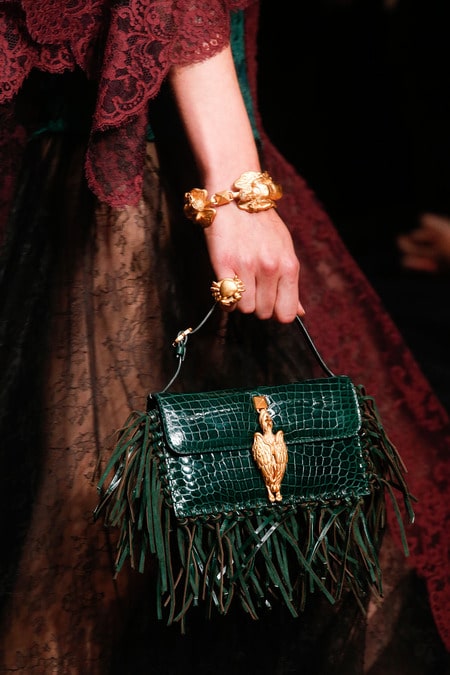 Valentino Green Crocodile Fringed Flap Mini Bag - Runway Spring 2014