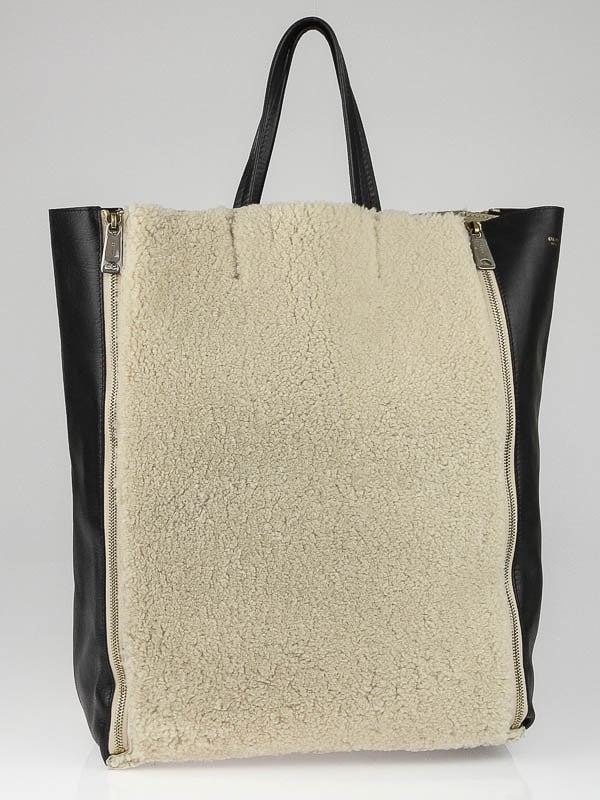 Celine Shearling Vertical Cabas Shopping Tote - Yoogis Closet