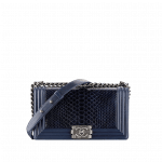 Chanel Blue Python with Calfskin Boy Flap Bag