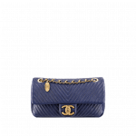 Chanel Navy Herringbone Flap Bag - Cruise 2014