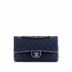 Chanel Navy Timeless Classic bag with White Edging - Cruise 2014