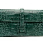 Hermes Dark Green Crocodile Jige Clutch Bag - Spring Summer 2014