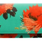 Prada Green Flower Print Saffiano Continental Flap Wallet