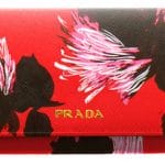Prada Red Flower Print Saffiano Continental Flap Wallet