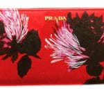 Prada Red Flower Print Saffiano Zip-Around Wallet