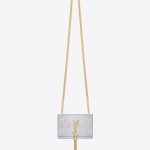 Saint Laurent Silver Metallic Classic Small Monogramme Saint Laurent Tassel Satchel Bag