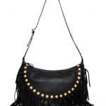 Valentino Black Vitello Fringe Hobo Bag