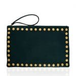 Valentino Emerald Vitello Flat Clutch Bag