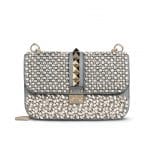 Valentino Grey Embellished Rockstud Flap Medium Bag