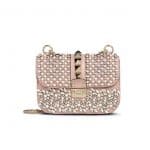 Valentino Pastel Pink Embellished Rockstud Flap Small Bag