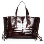 Valentino Rubin Patent Croc Fringe Tote Bag