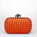 Bottega Veneta Tangerine Intreccio Impero Ayers Knot Clutch Bag