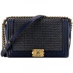 Chanel Navy Blue Boy Chanel Reverso Flap Medium Bag - Spring 2014 Act I