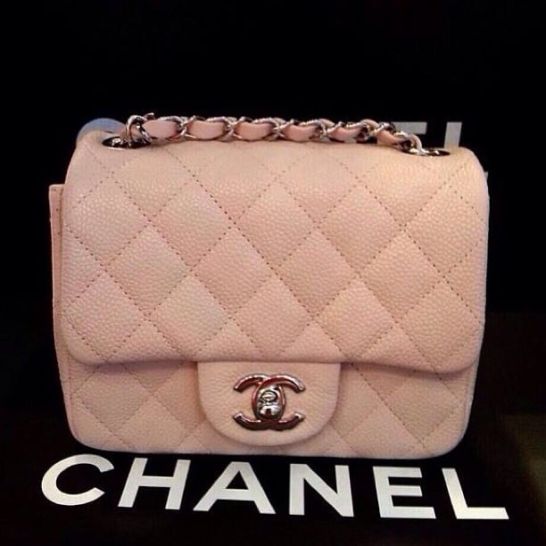 Chanel Cruise 2014 Striped Patent Leather Mini Square Classic Flap