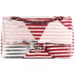 Chanel Red/White/Pink/White Sequined Flap Bag - Spring 2014 Act I