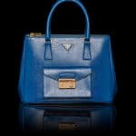 Prada Cobalt Blue Patent Saffiano Lux Tote with Cargo Pocket Bag