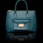 Prada Light Blue Saffiano Lux Tote with Cargo Pocket Bag