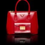 Prada Red Patent Saffiano Lux Tote with Cargo Pocket Bag