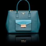 Prada Teal/Turquoise Saffiano Lux Tote with Cargo Pocket Bag