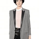 Saint Laurent Houndstooth and Leather Boyfriend Jacket