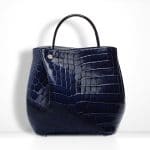 Diorific Navy Blue Croc Small Bucket Bag