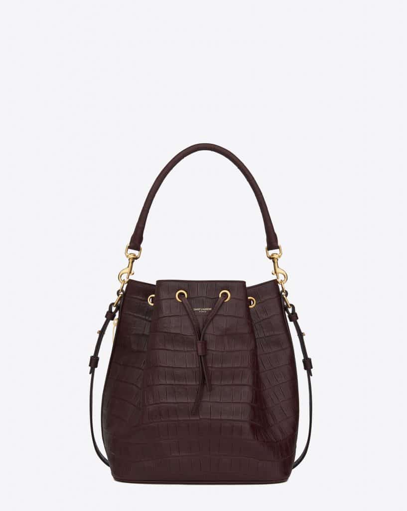 Saint Laurent Burgundy Croc Embossed Emmanuelle Bag
