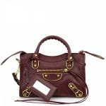 Balenciaga Bordeaux Classic Metallic Edge Mini City Bag