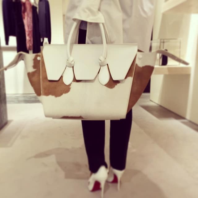 Celine Spotted Calf hair Tie Tote Bag