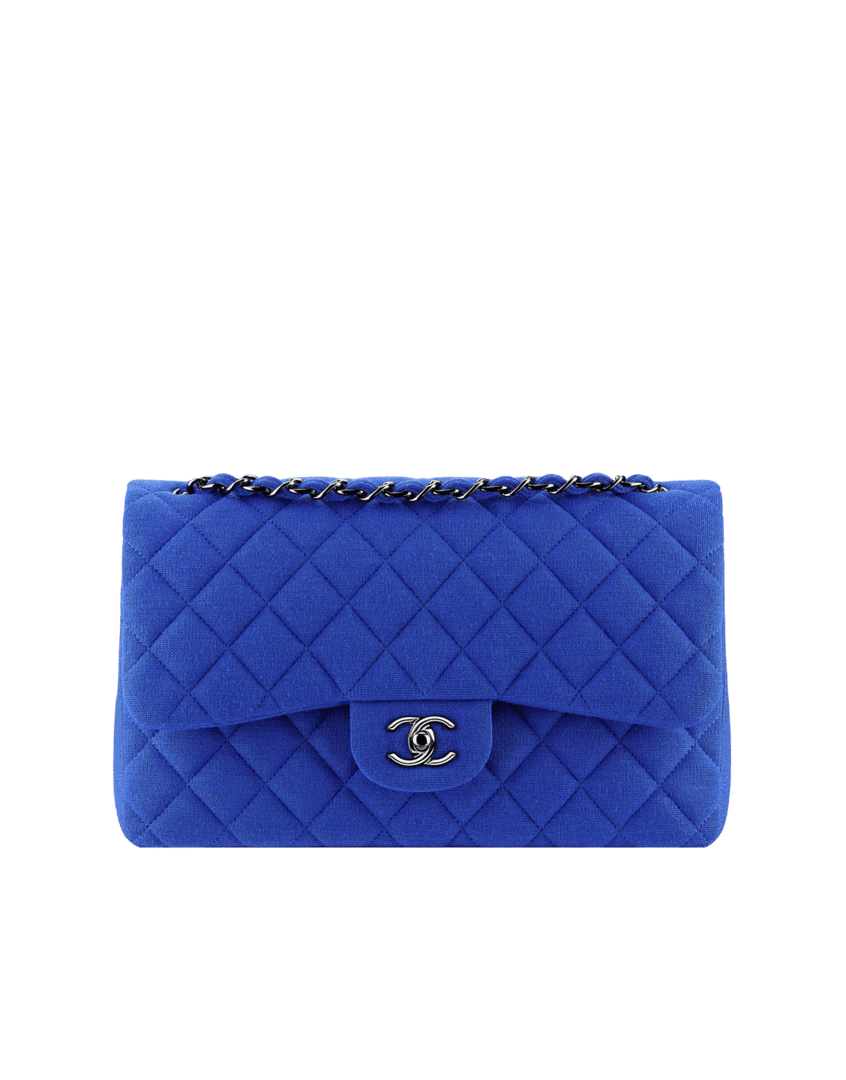 Chanel Medium Blue Jersey Flap Bag - Wallet Transparent PNG