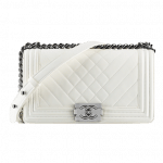 Chanel White Boy Chevron Flap Bag - Spring 2014 Act 1
