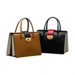 Prada Tan/Black Tote Bags - Spring 2014