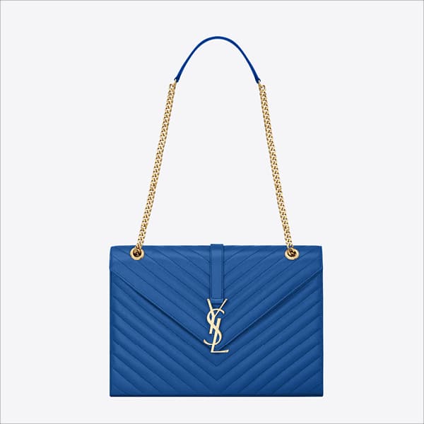 Saint Laurent Blue Classic Monogramme Saint Laurent Large Satchel Bag - Spring 2014