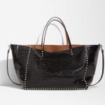 Valentino Black Croc Rockstud Shopping Tote Bag - Spring 2014