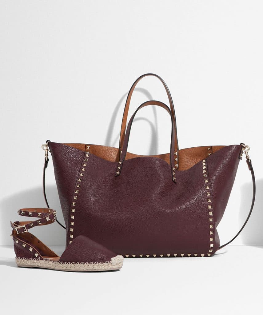 Valentino Oxblood Rockstud Shopping Tote Bag - Spring 2014