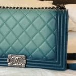 Chanel Dark Green/Light Green Quilted Boy Medium Bag