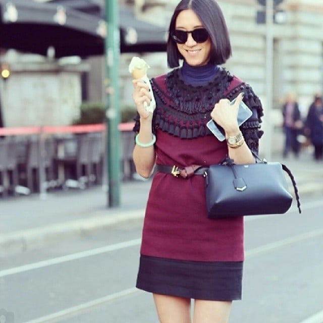 Eva Chen carrying Fendi Fall 2014 Runway bag