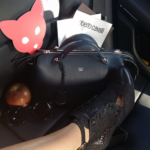 Eva Chen of Lucky carries Fendi Fall 2014 Runway Bag