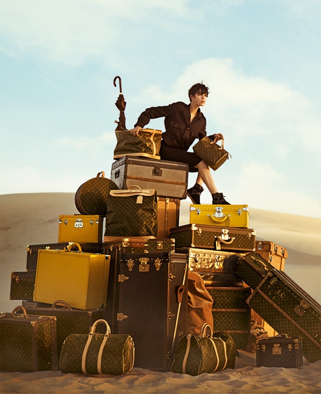Louis Vuitton Art of Travel featuring Luggage bags