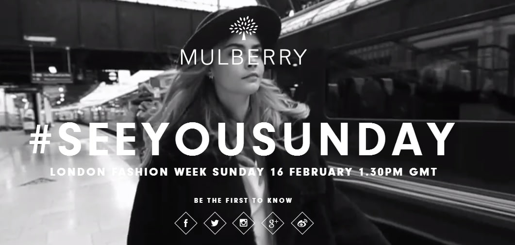 Mulberry Announcement London Fashion Week Fall 2014
