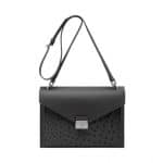 Mulberry Pavement Grey Velvet Calf and Ostrich Kensal Shoulder Bag