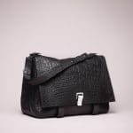 Proenza Schouler Black Crocodile PS Courier Bag - Spring 2014