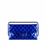 Chanel Blue Metallic Clutch Bag with Handle - Spring Summer 2014