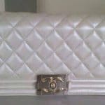 Chanel Silver Boy Flap Clutch Bag