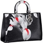 Dior Black/Red/White Floral Print Diorissimo Bag