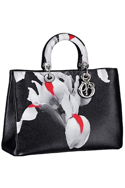 Dior Black/Red/White Floral Print Diorissimo Bag
