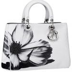 Dior White/Black Floral Print Diorissimo Bag