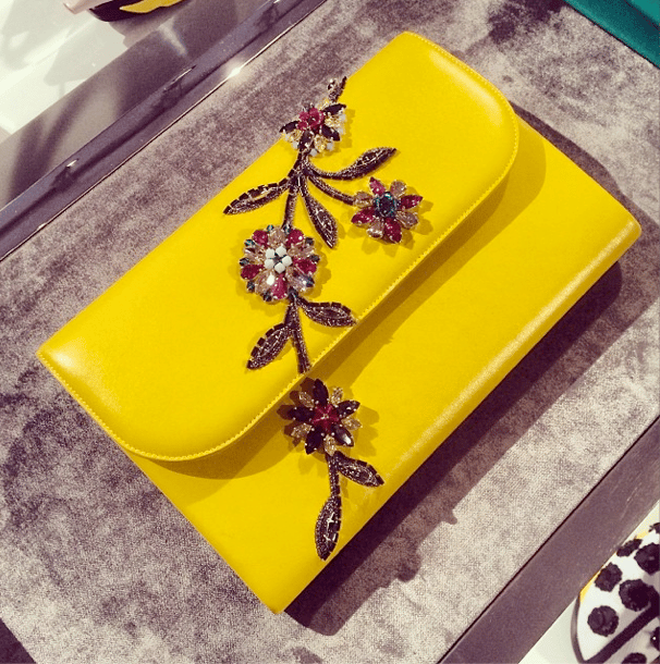 Dior Yellow Embellished Clutch Bag - Fall 2014