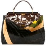 Fendi Multicolor Suede Peekeaboo with Cow Print Interior