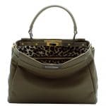 Fendi Olive Peekaboo Leopard Print Interior